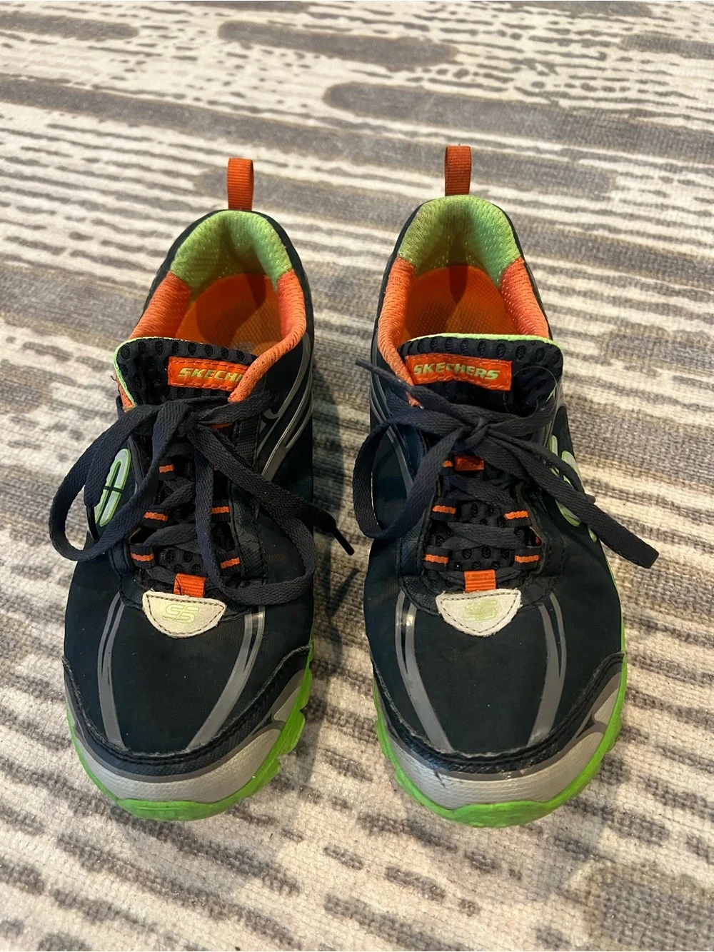 Skechers BlueSneakers with Neon Green & Orange Accents
